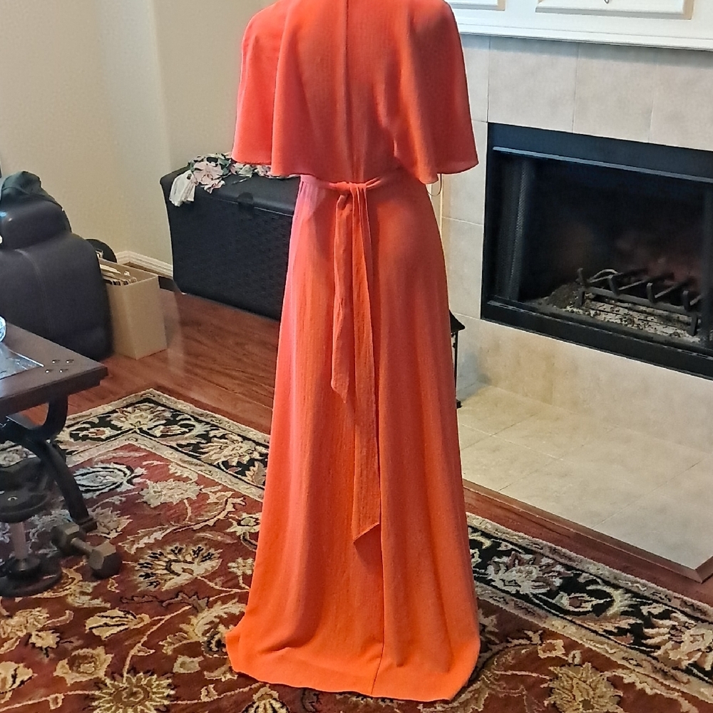 Halston Elegant Coral Wrap Dress XS - Picture 5 of 6